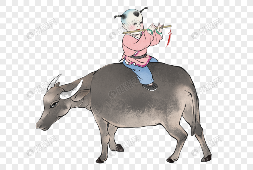 清明节放牛的牧童图片