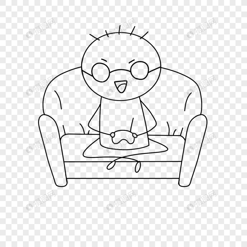 坐在沙发上的小人简笔画