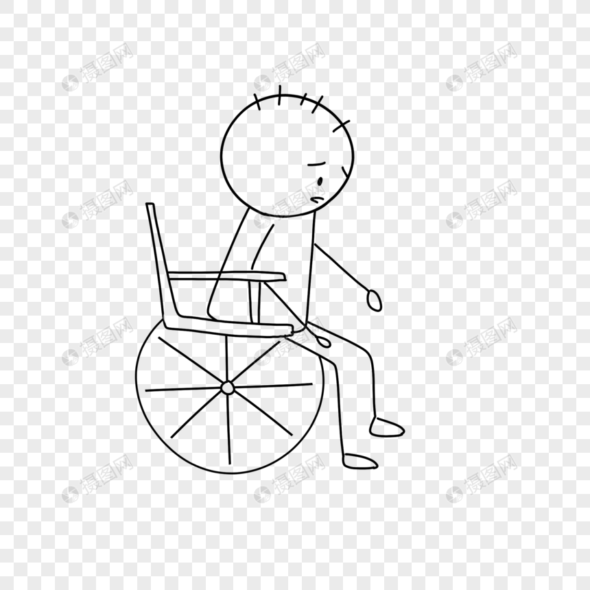 坐轮椅的小人简笔画图片