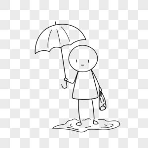 打伞的小人简笔画图片