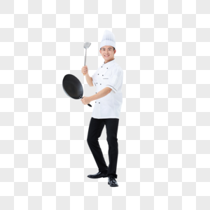 厨师手持锅铲形象图片