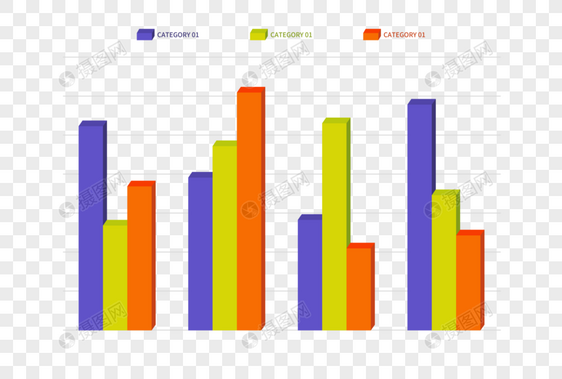 创意PPT柱形图元素图片