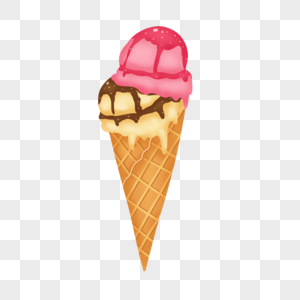草莓冰激凌甜筒冰糕高清图片