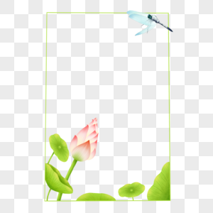 立夏荷叶蜻蜓边框图片