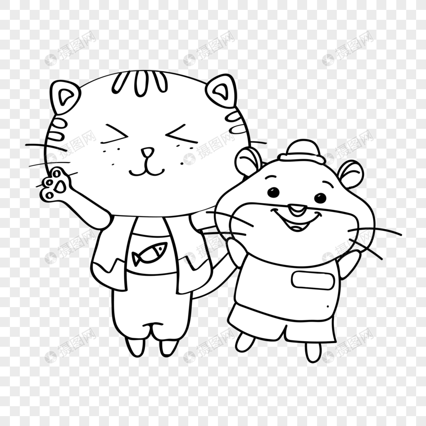 猫鼠简笔画