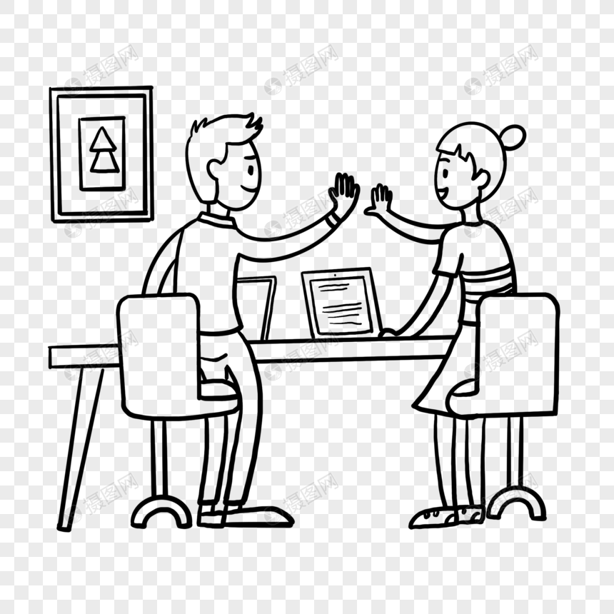 在击掌的上班族