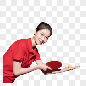 乒乓球训练的青年女图片