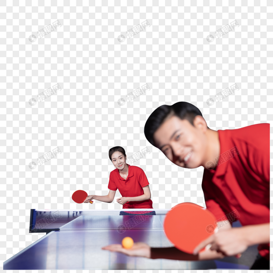乒乓球训练的青年男女图片
