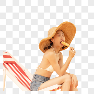 夏日美女吃雪糕图片