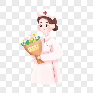 捧着一束花的护士图片
