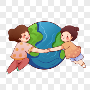 小孩拥抱地球图片