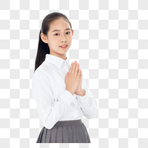 中学生女孩祈福高清图片