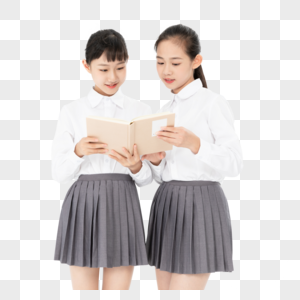 中学生同学拿书本学习图片