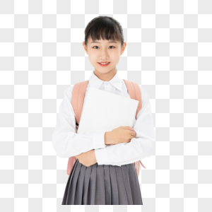 中学生女孩抱着书本图片