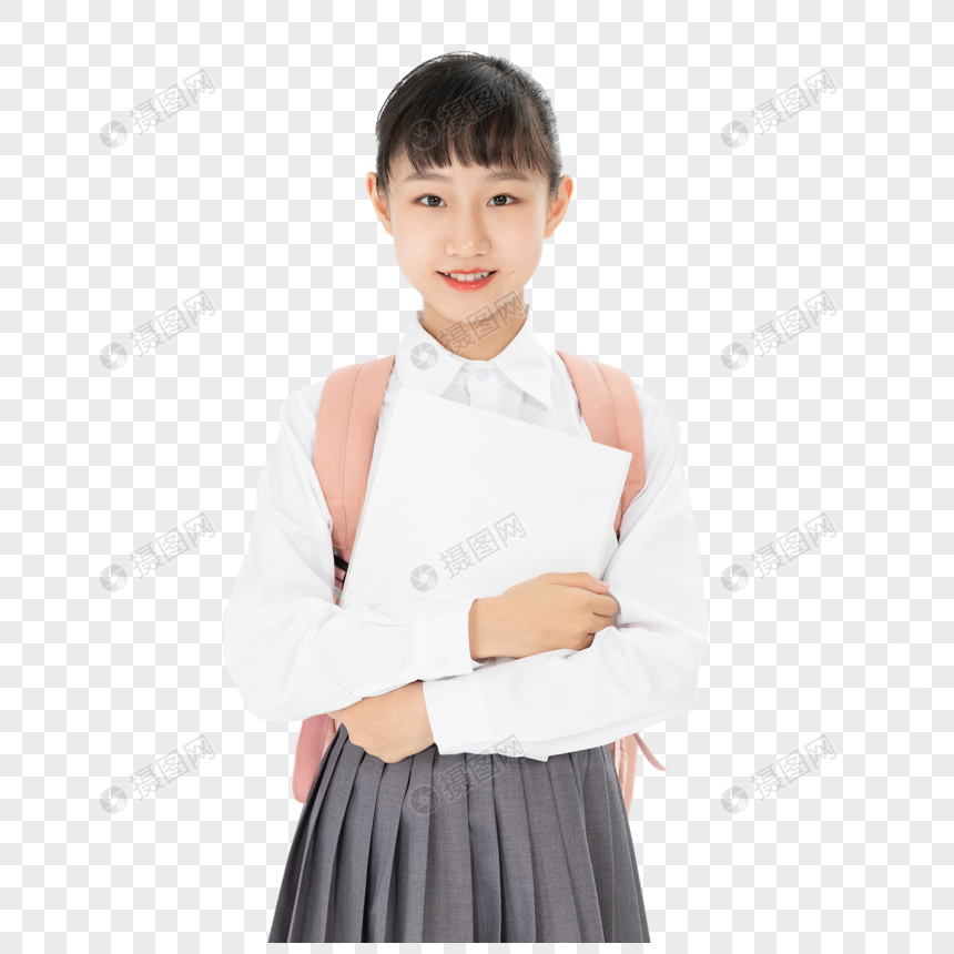 中学生女孩抱着书本图片