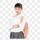 中学生女孩抱着书本图片