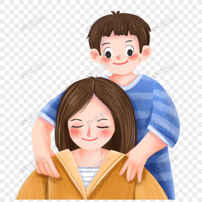 帮母亲按摩的男孩