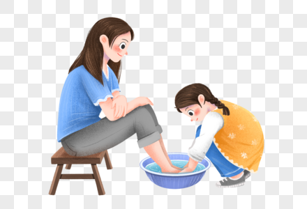 帮妈妈洗脚的女孩图片