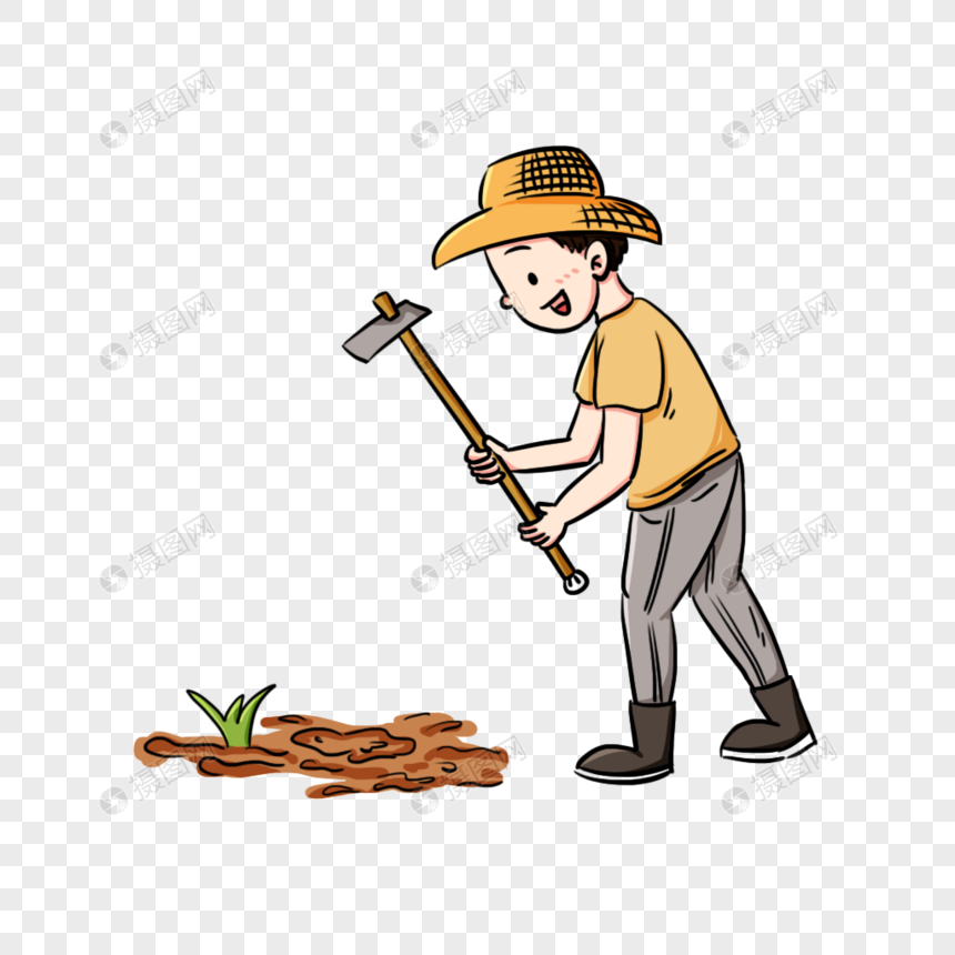 清新卡通种庄稼的农民