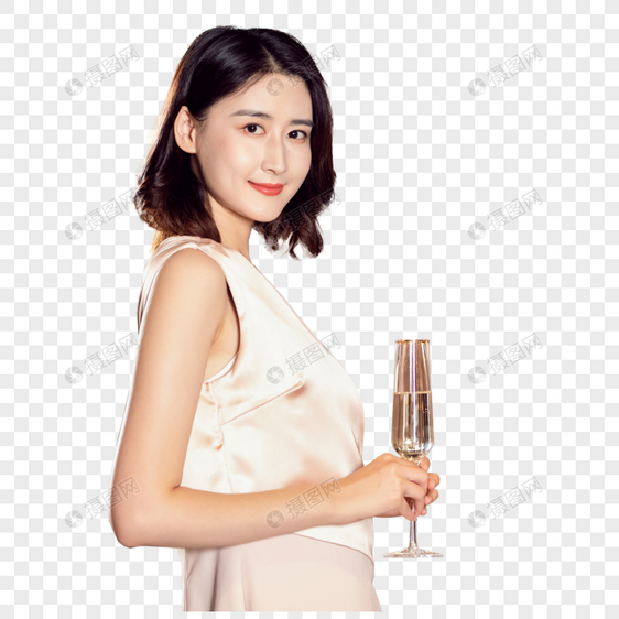 气质美女手举香槟图片