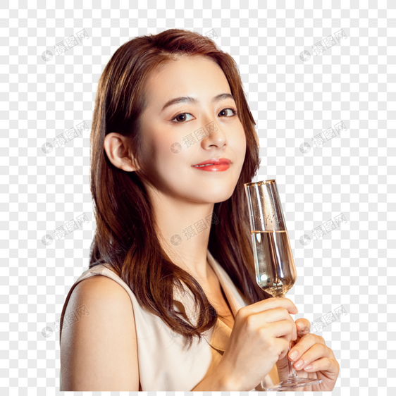 气质美女举杯喝香槟图片