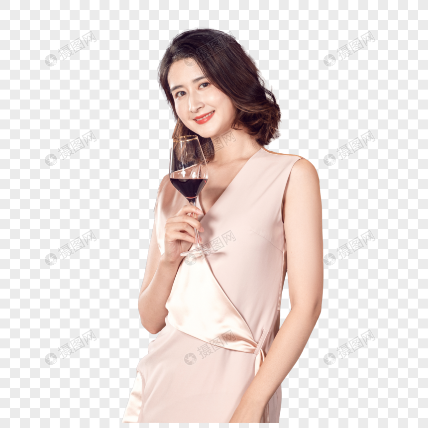 气质美女举杯喝香槟图片