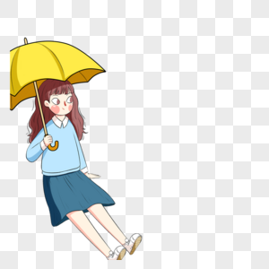 谷雨坐着打伞的女孩图片