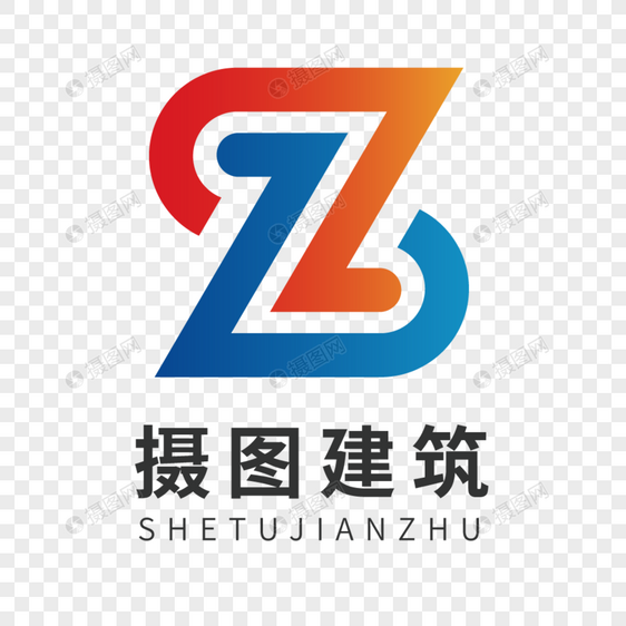 红蓝配色建筑公司logo设计图片