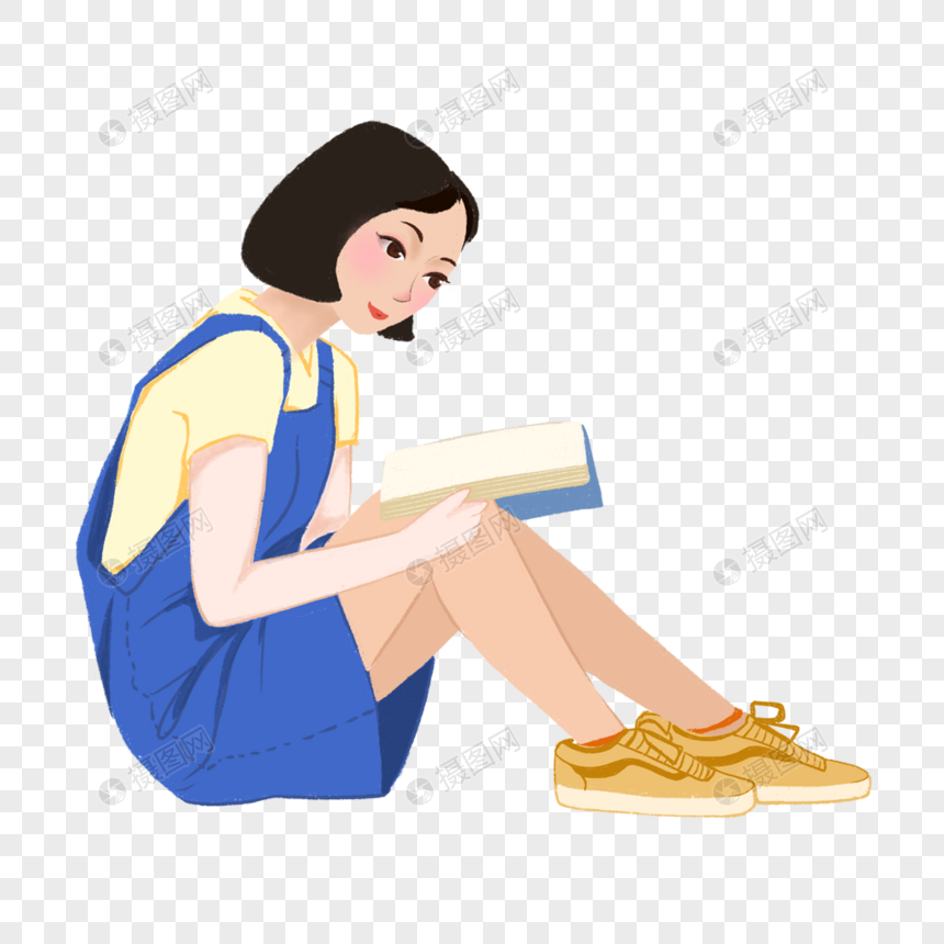 坐着读书的女孩