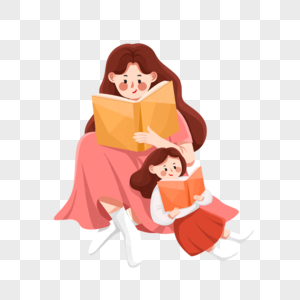 靠着妈妈读书的女孩图片