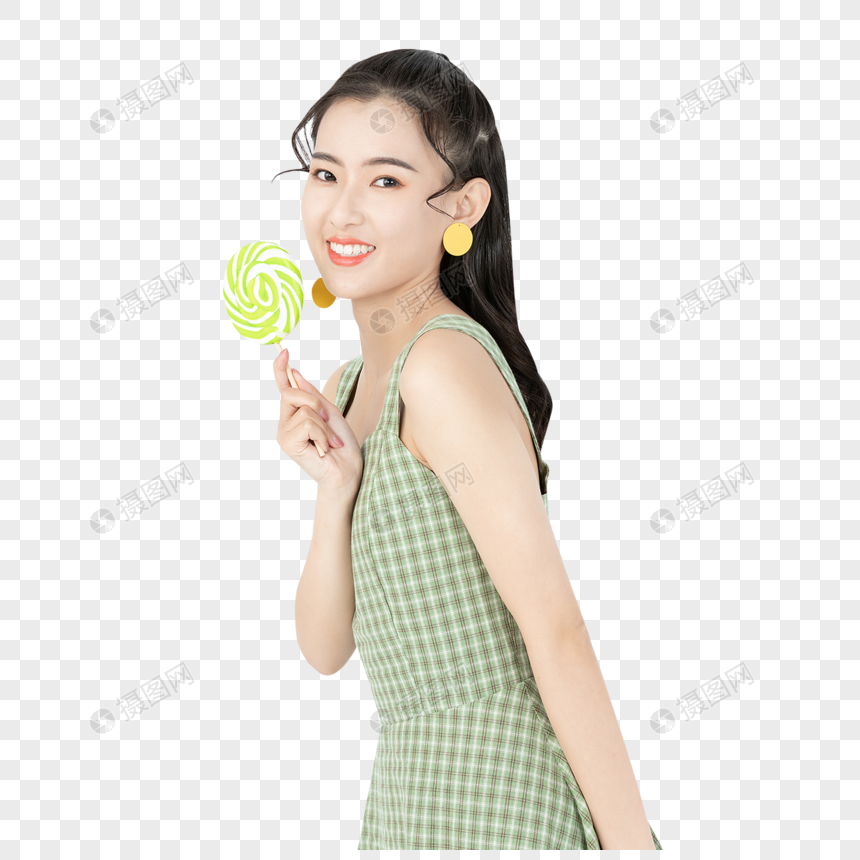 手拿棒棒糖的女孩