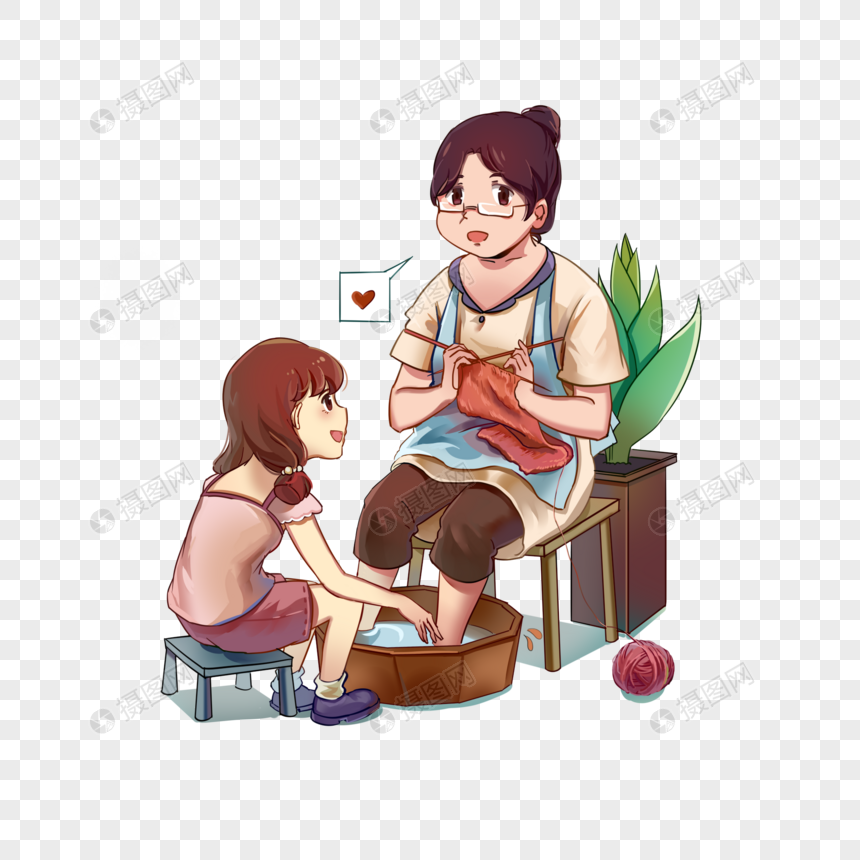母亲节帮妈妈洗脚的孩子