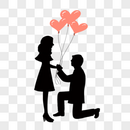 情侣气球求婚剪影图片