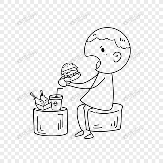 吃汉堡的小人简笔画图片