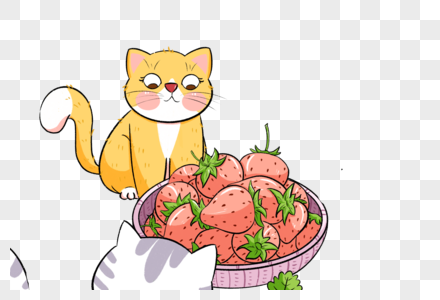 猫咪与草莓图片