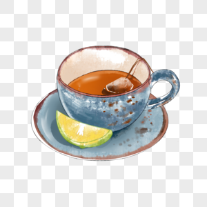 柠檬红茶水彩高清图片