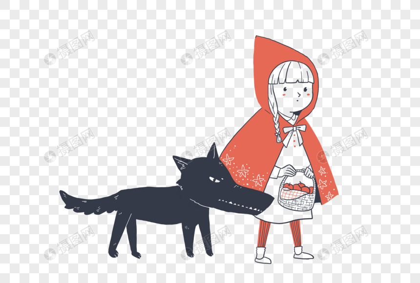 小红帽与狼简笔画