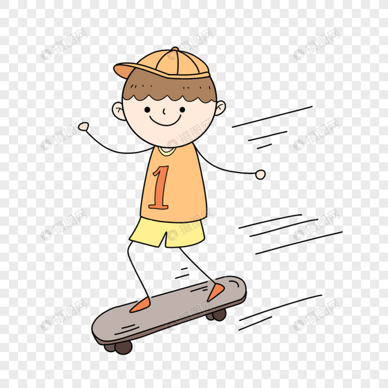 滑滑板的小孩图片