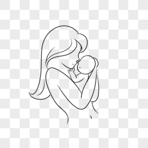 抱着孩子的母亲简笔画图片