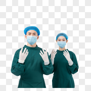 穿手术服的双人医生团队形象图片