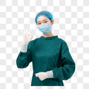 穿手术服OK手势的外科医生形象图片