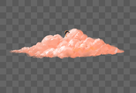小女孩趴在粉色的云朵上图片