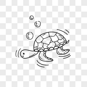 海龟简笔画海洋黑白高清图片