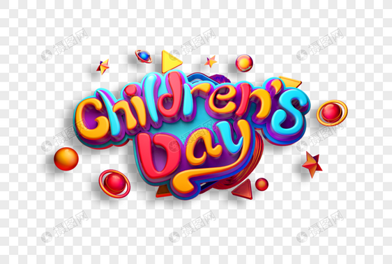 儿童节素材Children’s Day创意英文立体艺术字图片