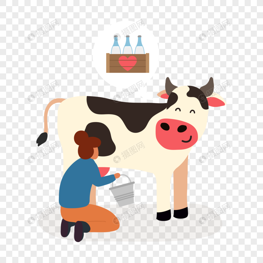免抠元素 手绘/卡通元素 挤牛奶.ai