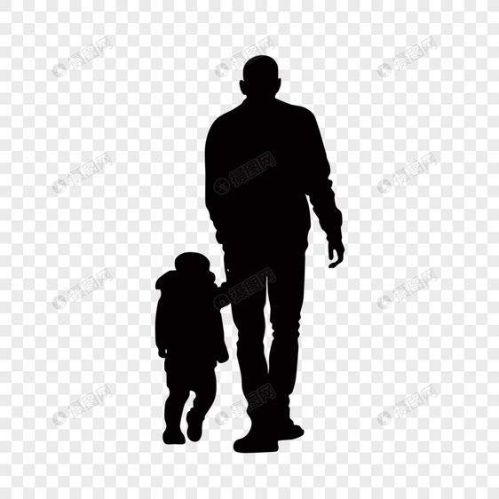 父亲与孩子背影剪影免扣人物图片