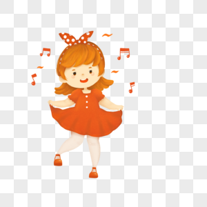 跳舞的红裙小女孩图片