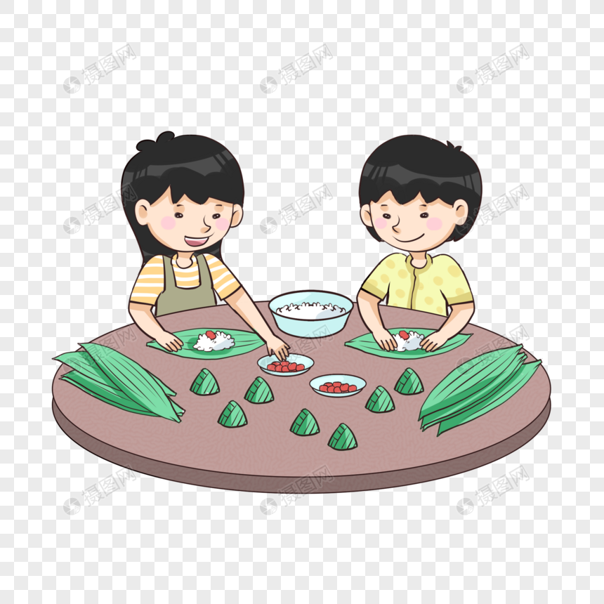 小朋友包粽子