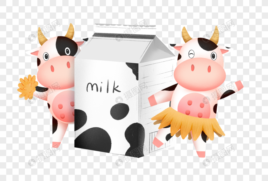 围着牛奶跳舞的奶牛图片