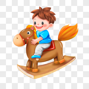 骑木马快乐的小男孩图片